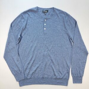 Bonobos Men's Pullover Henley Sweater Thin Cotton Linen‎ Blend Blue Size Large